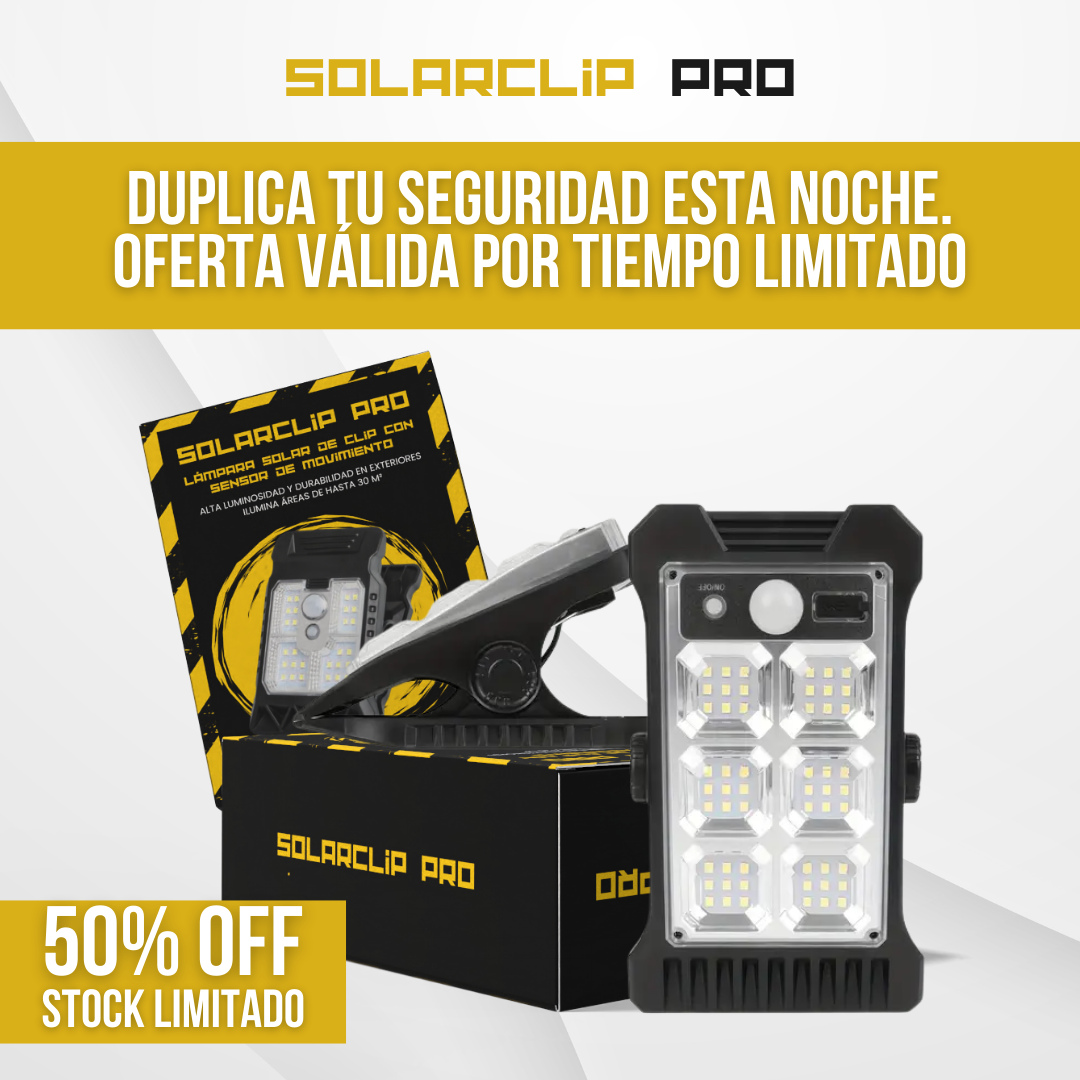 SolarClip Pro™ - Luz inteligente, seguridad al instante