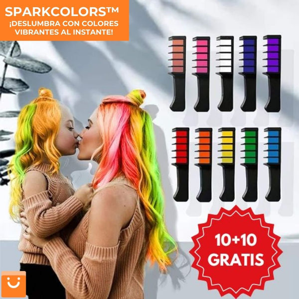 SPARKCOLORS™ - PEINES DE TINTE INSTANTÁNEO PARA EL CABELLO - SET DE 10+10 GRATIS