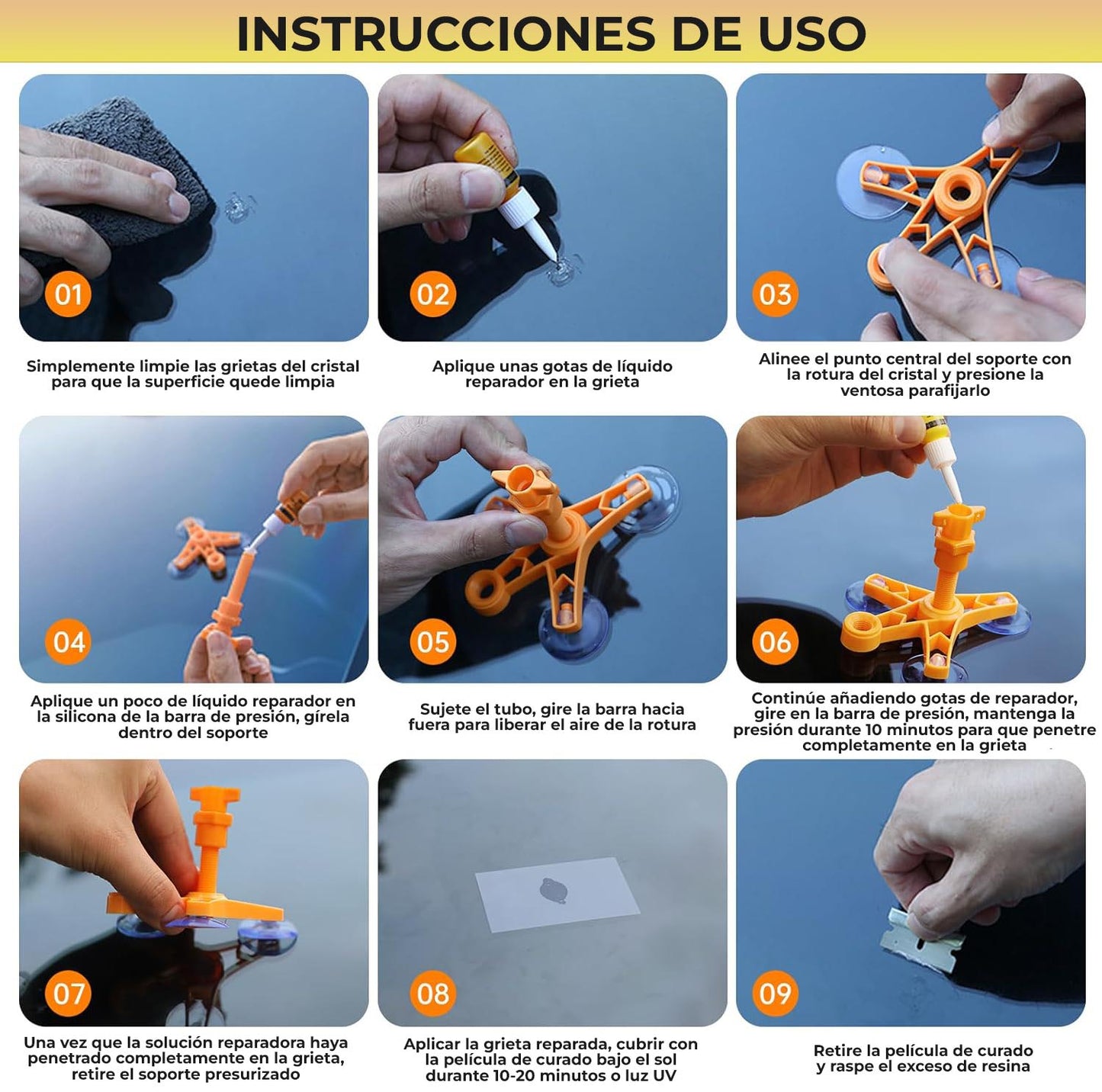 GlassGuard™ - Reparador de fracturas de vidrio