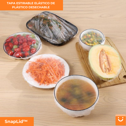 SnapLid™ - TAPA ESTIRABLE ELÁSTICO DE PLÁSTICO DESECHABLE