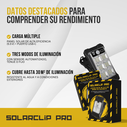 SolarClip Pro™ - Luz inteligente, seguridad al instante