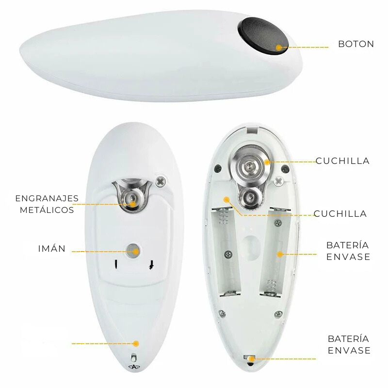 OneTouch™  - ABRELATAS ELECTRICO + DESTAPADOR REGALO