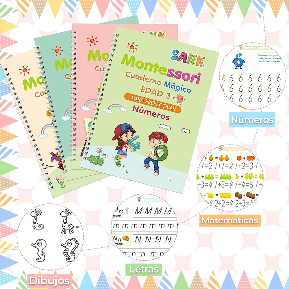 Kit de 4 Cuadernos de Caligrafía Mágica Creativa + Regalo Exclusivo