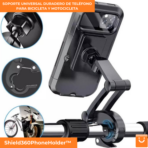 Shield360PhoneHolder™ - SOPORTE UNIVERSAL DURADERO DE TELÉFONO PARA BICICLETA Y MOTOCICLETA