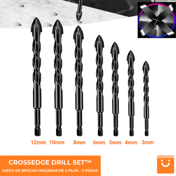 CROSSEDGE DRILL SET™ - JUEGO DE BROCAS CRUZADAS DE 4 FILOS - 7 PIEZAS