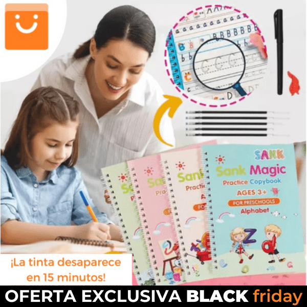 Oferta Black Friday Kit de 4 Cuadernos de Caligrafía Mágica Creativa + Regalo Exclusivo