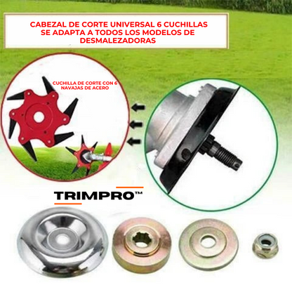 TrimPro™ - Cabezal de corte universal para desmalezadora | 6 CUCHILLAS DE ACERO