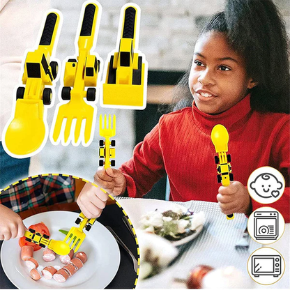 IndepDine™ - JUEGO DE HERRAMIENTAS DE COCINA PARA NIÑOS CREATIVOS - SET CUBIERTO + PLATO