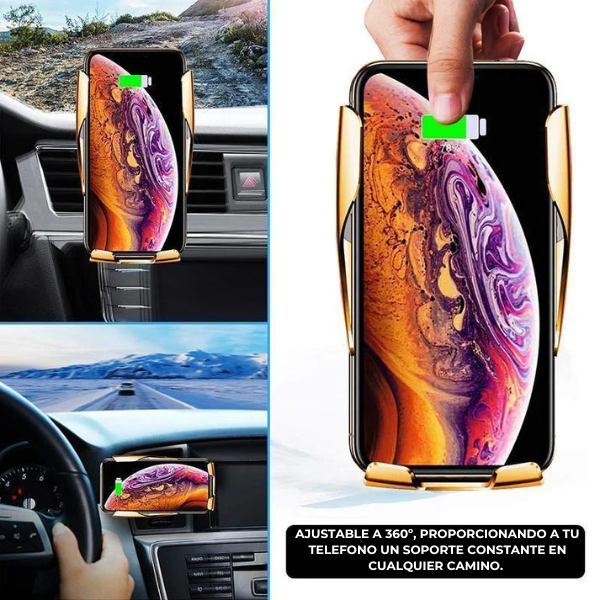 Soporte Celular Para Auto Con Cargador Inalámbrico