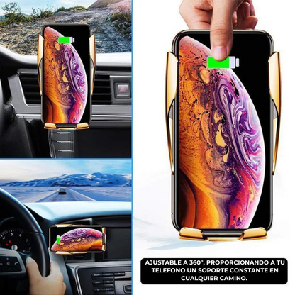 Soporte Celular Para Auto Con Cargador Inalámbrico