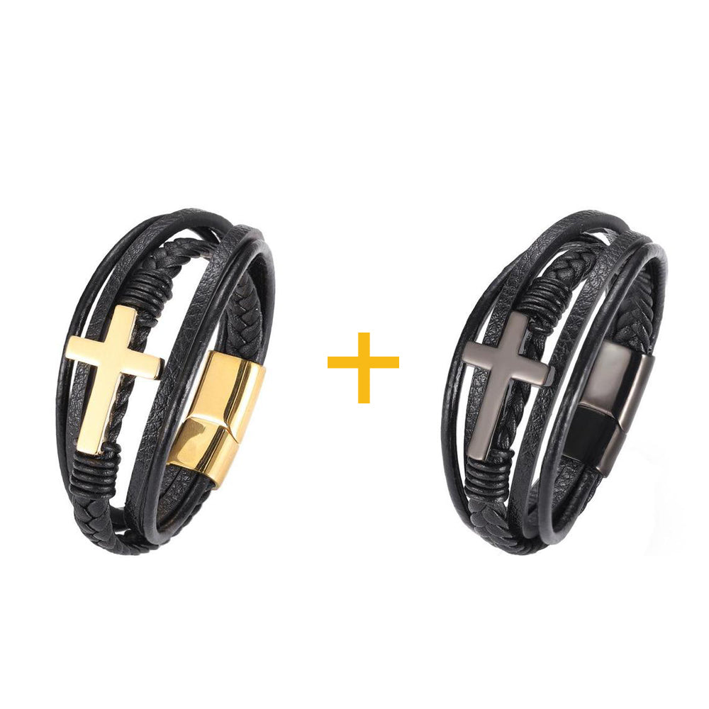Faithbracelets - Pulseras cristianas de cuero y acero inoxidable