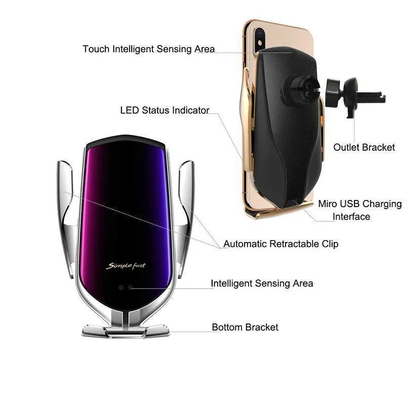 Soporte Celular Para Auto Con Cargador Inalámbrico