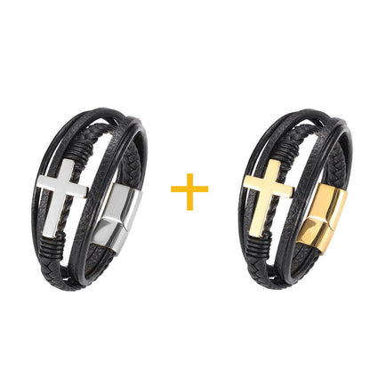 Faithbracelets - Pulseras cristianas de cuero y acero inoxidable