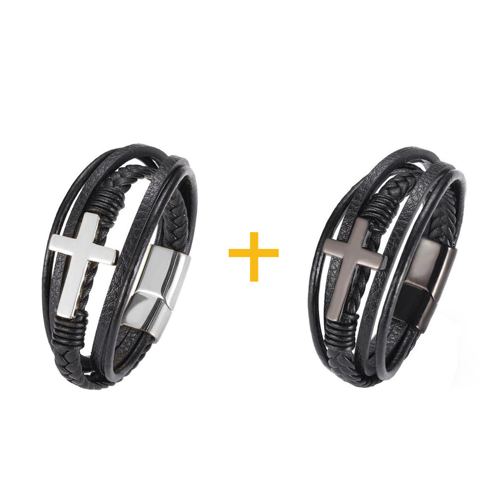 Faithbracelets - Pulseras cristianas de cuero y acero inoxidable