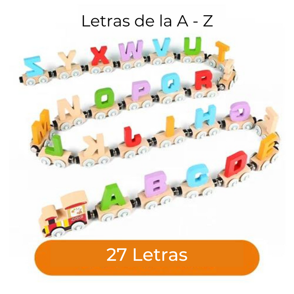 TrainKids™ - tren de madera magnético para aprender números y letras