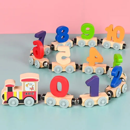 TrainKids™ - tren de madera magnético para aprender números y letras