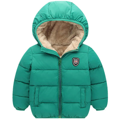 Chaqueta con capucha cálida y gruesa para niños y niñas